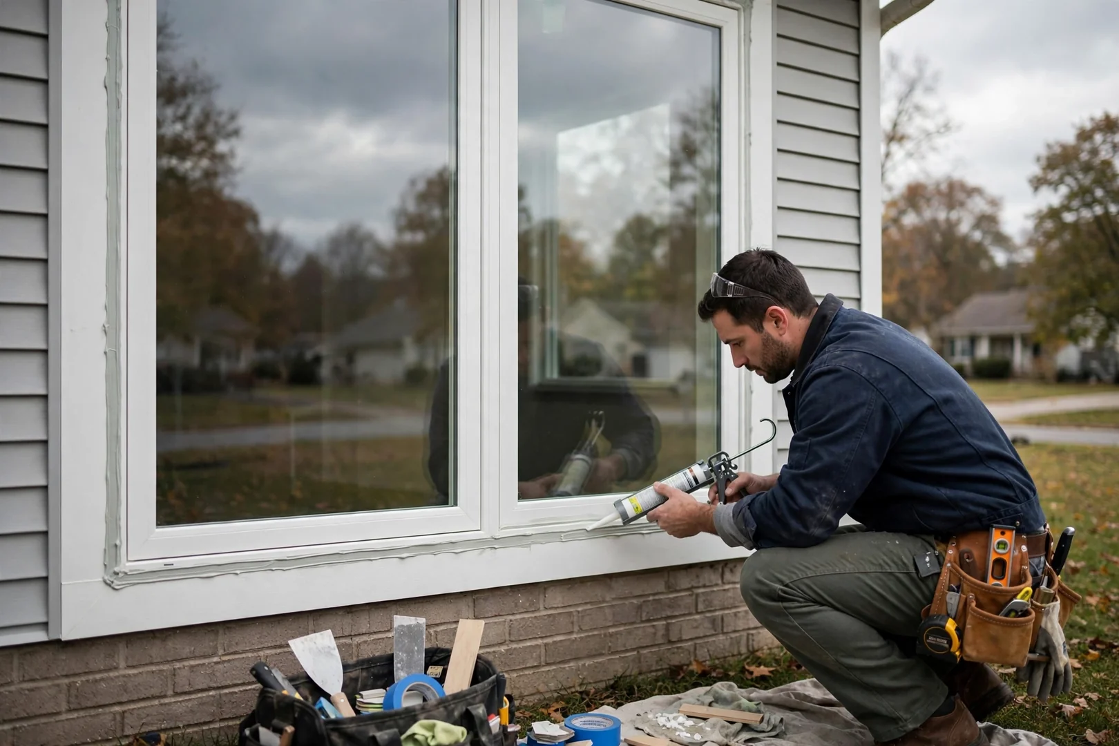 Fogged insulated glass unit removed and replaced in a two-story O'Fallon home