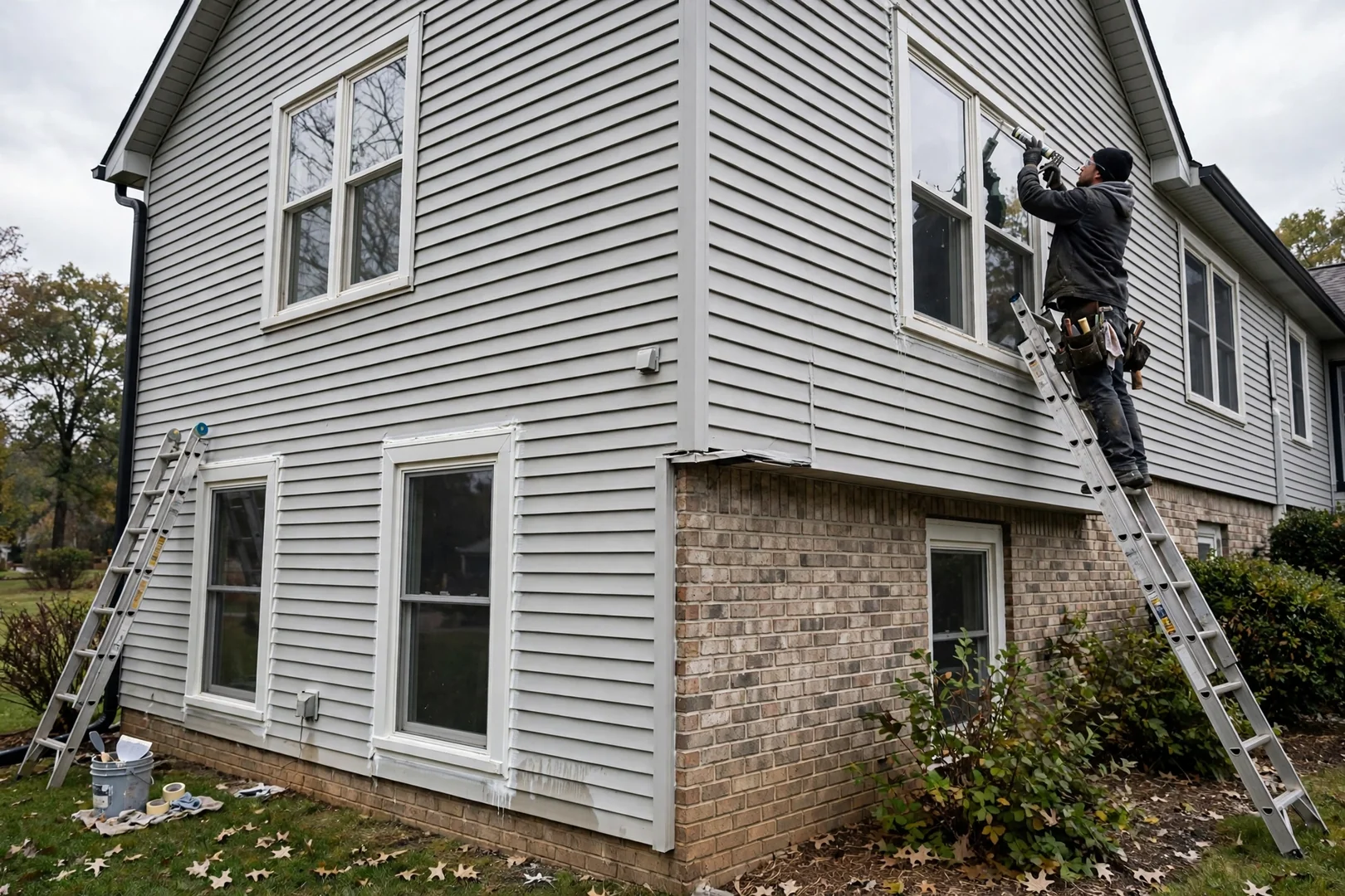 Draft sealing and weatherstripping renewal along multiple windows in one household